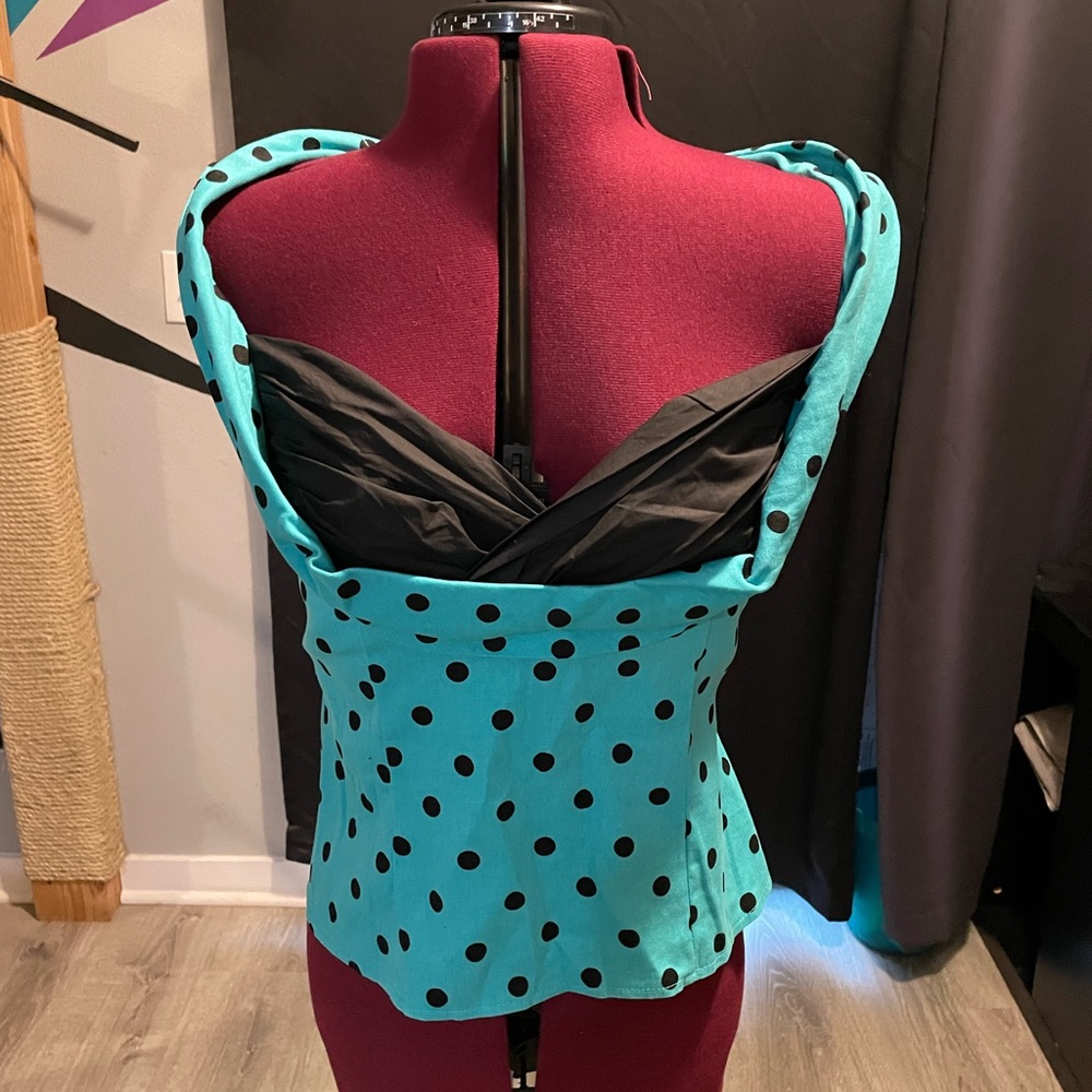 Lindy bop retro turquoise top